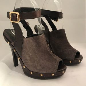 Tory Burch Bilson Suede Clog Sz 5 Gray Studded